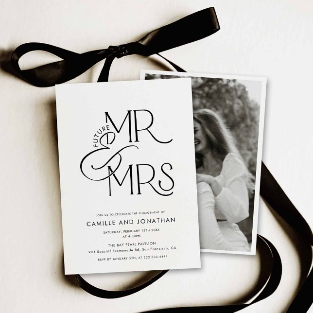 Modern Photo Engagement Invitation Inbjudningar (Modern Minimalist Engagement Photo Invitation)