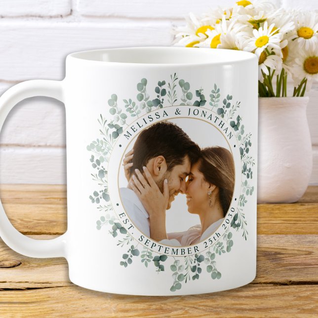 Modern Photo Eucalyptus Personlig Bröllop Kaffemugg (Skapare uppladdad)