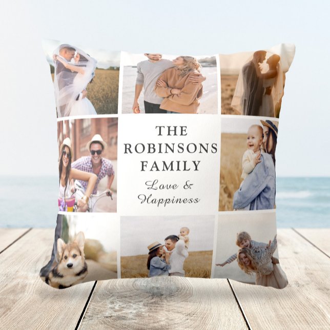 Modern Photo Family Collage Gift Kudde (Skapare uppladdad)