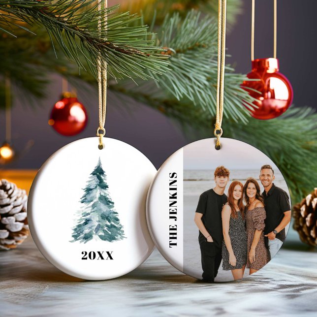 Modern Photo Family-julprydnad Julgransprydnad Keramik (Modern Photo Family Christmas Ornament)