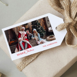 Modern Photo Family Porträtt Red-jul Presentetikett