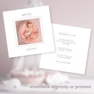 Modern Photo Flicka Birth Notice Meddelande