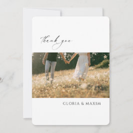 Modern Photo Formal Minimal Elegant bröllop Tack Kort