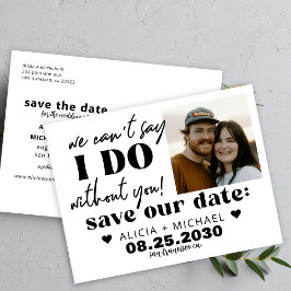 Modern photo funny casual wedding save the date meddelande vykort