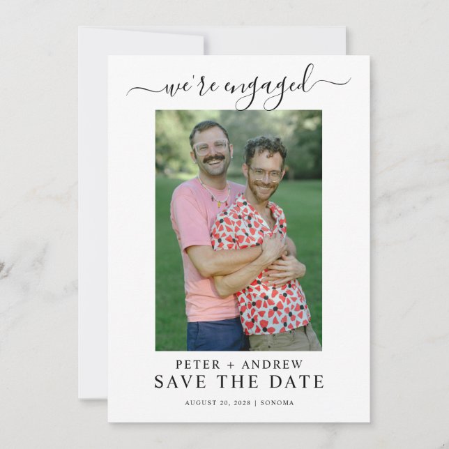 Modern Photo Gay Wedding Save The Date Inbjudningar (Framsida)
