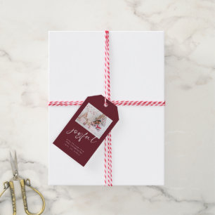 Modern Photo Glatt Script Burgundy-jul Presentetikett