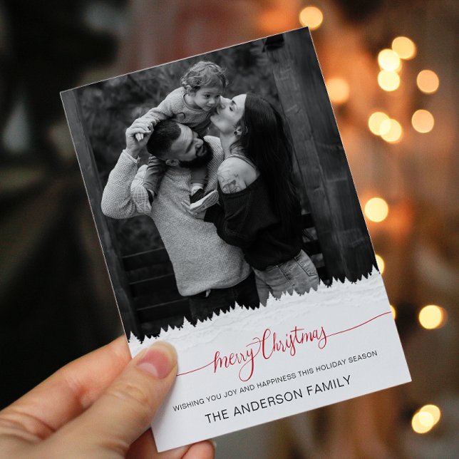 Modern Photo God jul White Träd Helgdagars Inbjudningar (Skapare uppladdad)