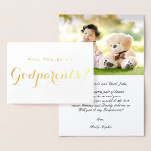 Modern Photo Godparent Frieri Folierat Kort