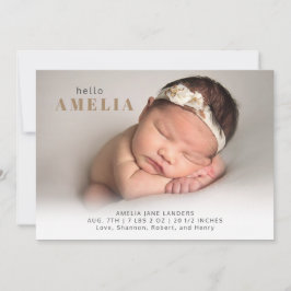 Modern Photo Golden Brown Typography Simple Birth Meddelande