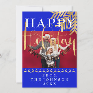 Modern Photo Gott nytt år Helgdag Blue Guld Julkort