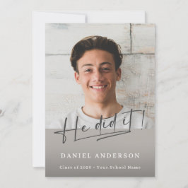 Modern Photo Graduation 2026 He Did It Meddelande