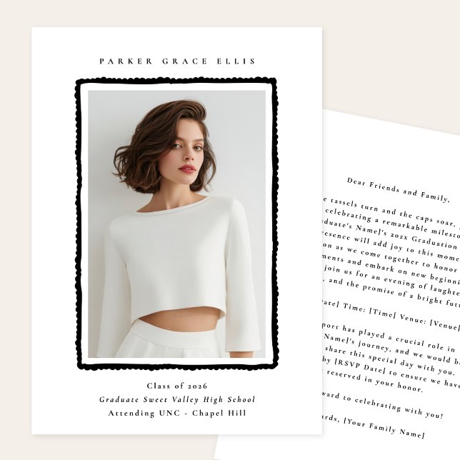 Modern Photo Graduation Announcement Class of 2026 Meddelande (Skapare uppladdad)