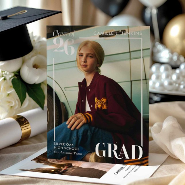 Modern Photo Graduation Announcement Inbjudningar (Modern Photo Grad Announcement Card)