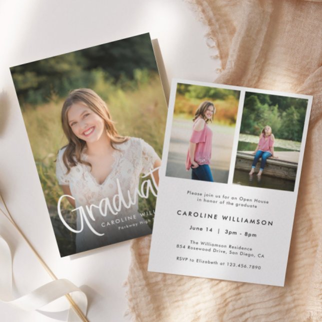 Modern Photo Graduation Open House Invitation Tack Kort (Skapare uppladdad)
