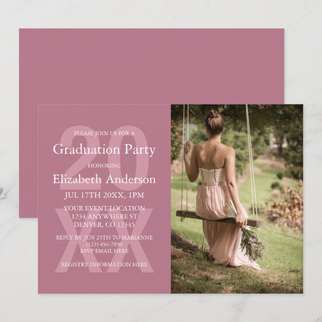 Modern Photo Graduation Party Inbjudningar (Fram/baksida)