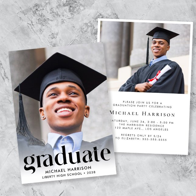 Modern Photo Graduation Party Inbjudningar (Modern Photo Graduation Party Invitation)