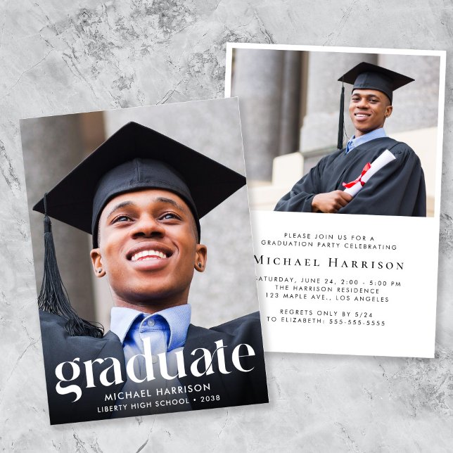 Modern Photo Graduation Party Inbjudningar (Modern Photo Graduation Party Invitation)