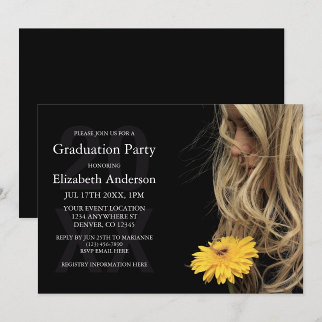 Modern Photo Graduation Party Inbjudningar (Fram/baksida)