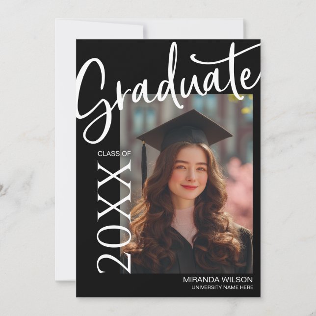 Modern Photo Graduation Party Invite Announcement Inbjudningar (Framsida)