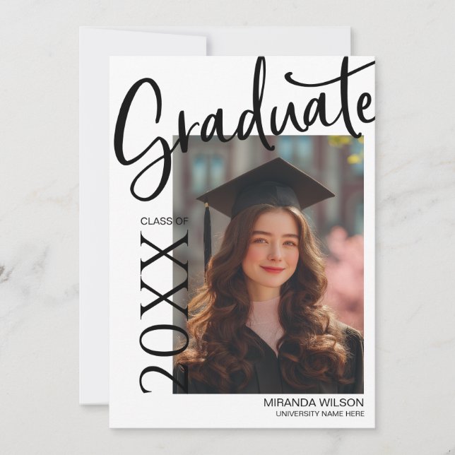 Modern Photo Graduation Party Invite Announcement Inbjudningar (Framsida)