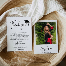 Modern Photo Graduation Thank You Card Elegant Tack Kort