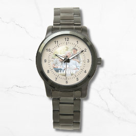 Modern Photo Grandpa Script Heart Armbandsur