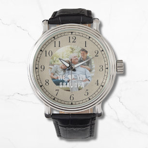 Modern Photo Grandpa Script Heart Armbandsur