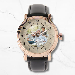 Modern Photo Grandpa Script Heart Armbandsur