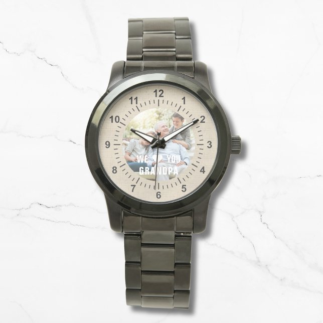Modern Photo Grandpa Script Heart Armbandsur (Skapare uppladdad)