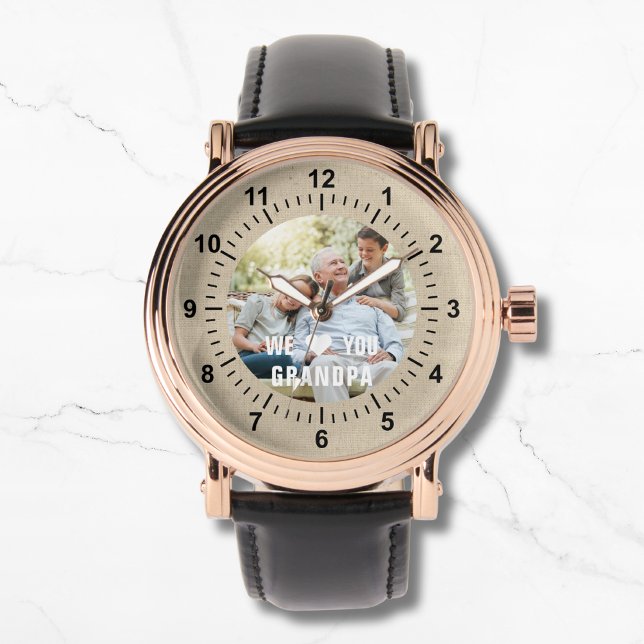 Modern Photo Grandpa Script Heart Armbandsur (Skapare uppladdad)