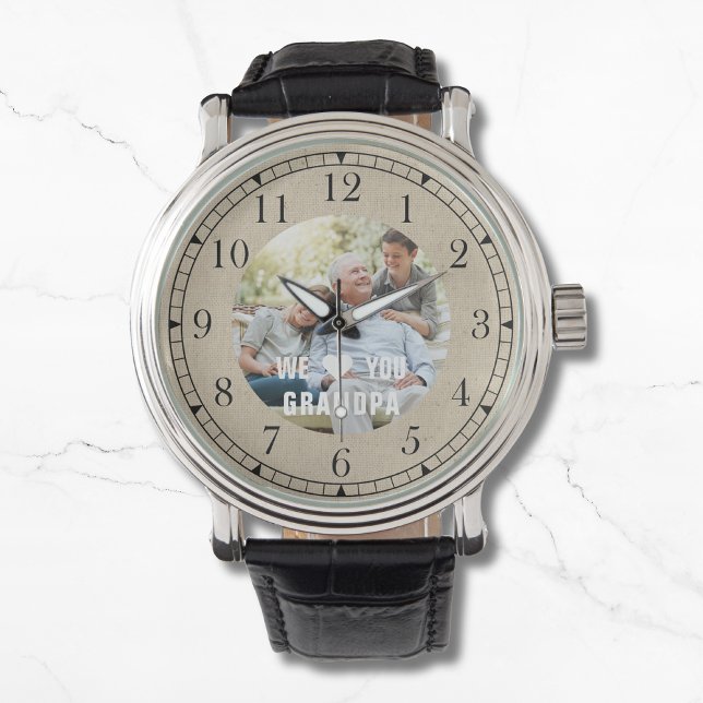 Modern Photo Grandpa Script Heart Armbandsur (Skapare uppladdad)