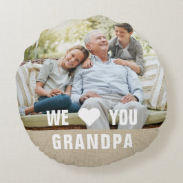 Modern Photo Grandpa Script Heart Rund Kudde