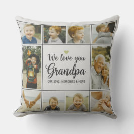 Modern Photo Grandpa Script Heart Throw Pillow Kudde
