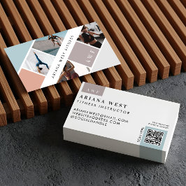 Modern Photo Grid Personal Trainer Fitness Coach Visitkort
