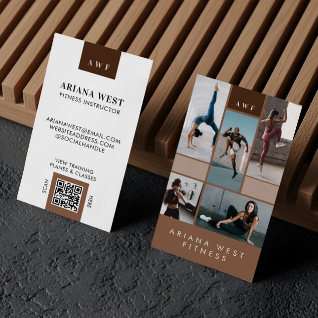Modern Photo Grid Personal Trainer Fitness Coach Visitkort (Modern Four Photo Collage Personal Trainer Fitness Business Card)