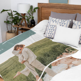 Modern Photo Grönt Family Loving Gift Fleecefilt