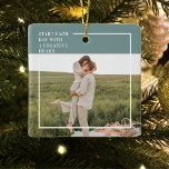 Modern Photo Grönt Family Loving Gift Julgransprydnad Keramik<br><div class="desc">Modern Photo Grönt Family Loving Gift</div>