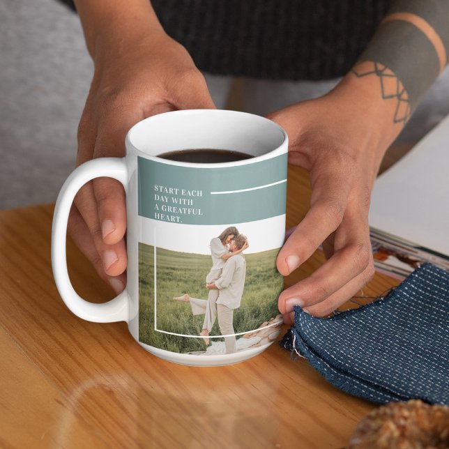 Modern Photo Grönt Family Loving Gift Kaffemugg (Skapare uppladdad)