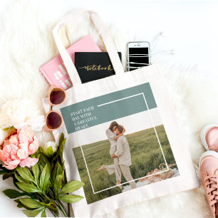 Modern Photo Grönt Family Loving Gift Tygkasse