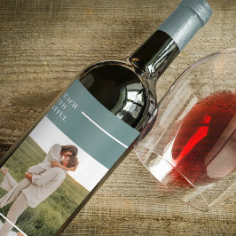 Modern Photo Grönt Family Loving Gift Vinflaska Etikett