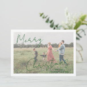 Modern Photo Grönt Rustic Script Elegant jul Julkort