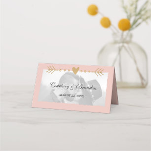 Modern Photo Guld Hearts Bröllop Placeringskort