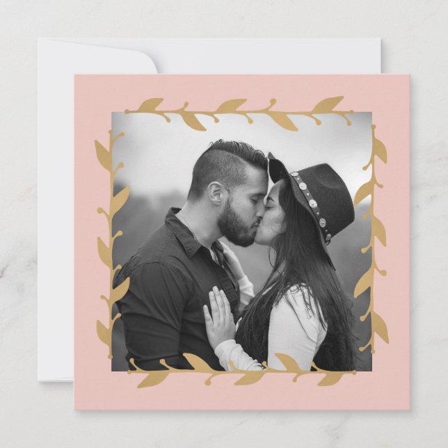  Modern Photo Guld Löv Bröllop Inbjudningar (Framsida)