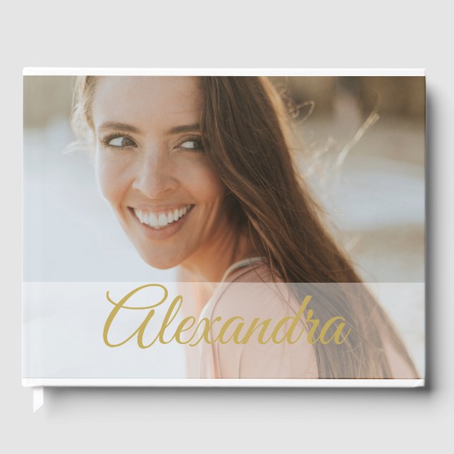 Modern Photo Guld Photo Personal Party Guest Gästböcker (Framsida)