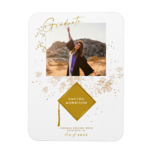 Modern Photo Guld Studentfest Announcement Morsa Magnet