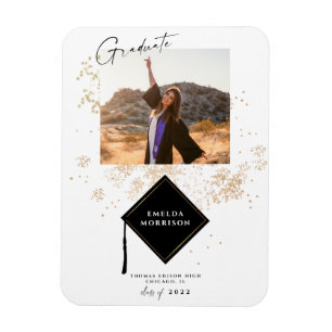 Modern Photo Guld Studentfest Announcement Morsa Magnet
