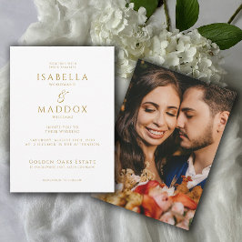 Modern Photo Guld Typography Bröllop Inbjudningar