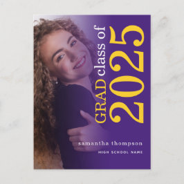 Modern Photo Gult Lila 2025 Studenten Meddelande Vykort