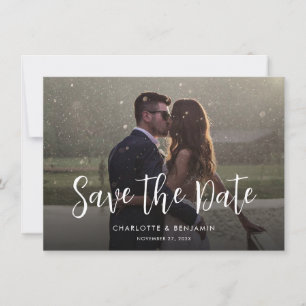 Modern Photo Hand-Lettered Bröllop Spara Datumet