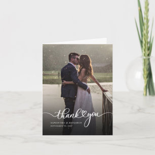Modern Photo Hand-Lettered Bröllop Tack Anteckningskort